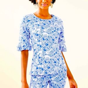 Lilly Pulitzer Fiesta Top Coastal Blue - size 2